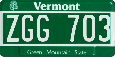 VT license plate ZGG703