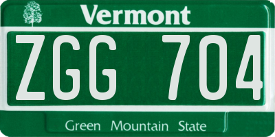 VT license plate ZGG704