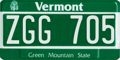 VT license plate ZGG705