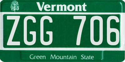 VT license plate ZGG706
