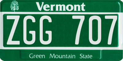 VT license plate ZGG707