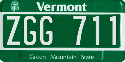 VT license plate ZGG711