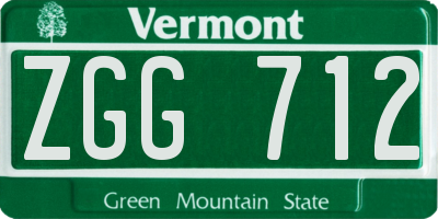 VT license plate ZGG712