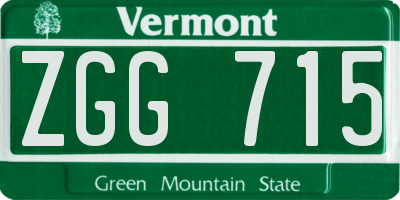 VT license plate ZGG715