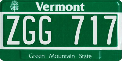 VT license plate ZGG717