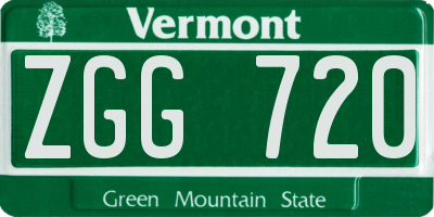 VT license plate ZGG720