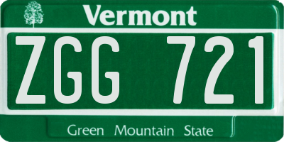 VT license plate ZGG721