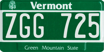 VT license plate ZGG725