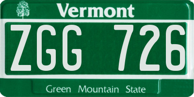 VT license plate ZGG726