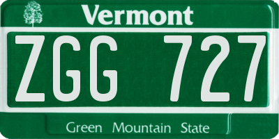 VT license plate ZGG727