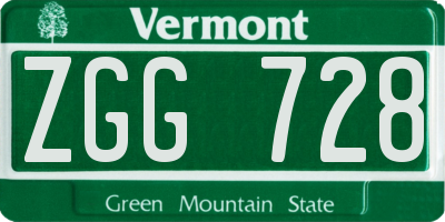 VT license plate ZGG728