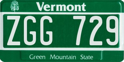 VT license plate ZGG729