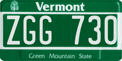 VT license plate ZGG730
