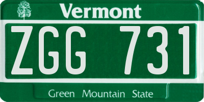 VT license plate ZGG731