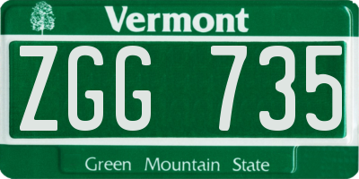 VT license plate ZGG735