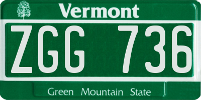 VT license plate ZGG736