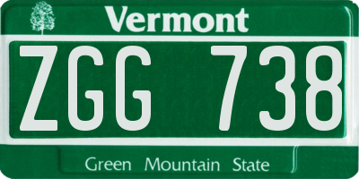 VT license plate ZGG738