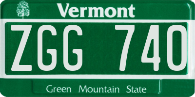 VT license plate ZGG740
