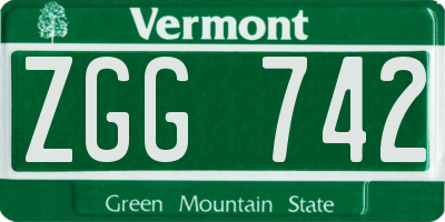 VT license plate ZGG742