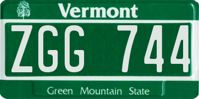VT license plate ZGG744