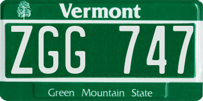 VT license plate ZGG747
