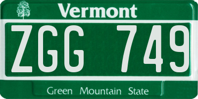 VT license plate ZGG749