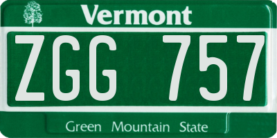 VT license plate ZGG757