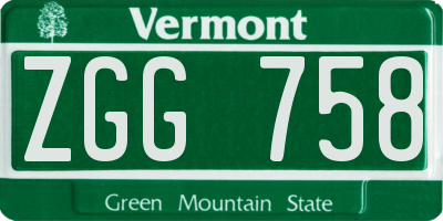 VT license plate ZGG758