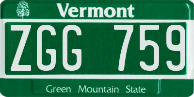 VT license plate ZGG759