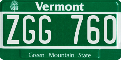VT license plate ZGG760