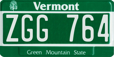 VT license plate ZGG764