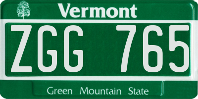 VT license plate ZGG765