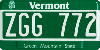 VT license plate ZGG772