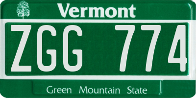 VT license plate ZGG774