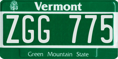 VT license plate ZGG775