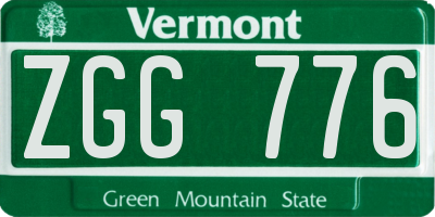 VT license plate ZGG776