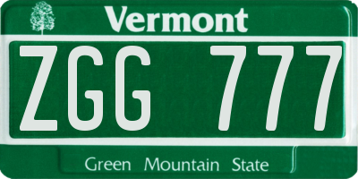 VT license plate ZGG777
