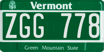 VT license plate ZGG778