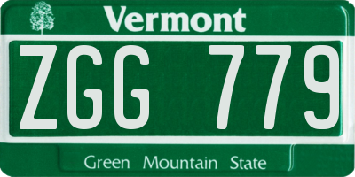 VT license plate ZGG779