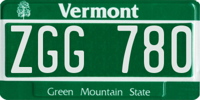 VT license plate ZGG780