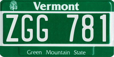 VT license plate ZGG781