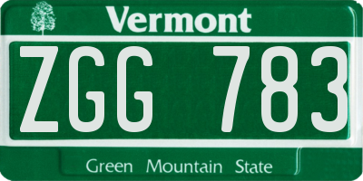 VT license plate ZGG783