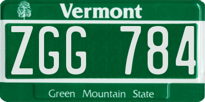 VT license plate ZGG784