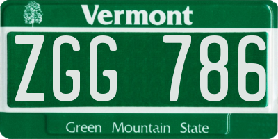 VT license plate ZGG786