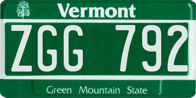 VT license plate ZGG792