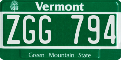 VT license plate ZGG794