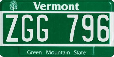 VT license plate ZGG796