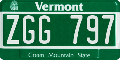 VT license plate ZGG797