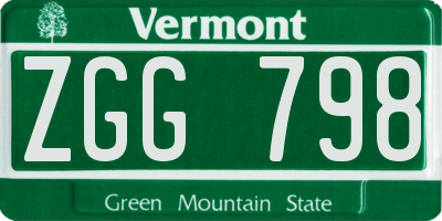 VT license plate ZGG798