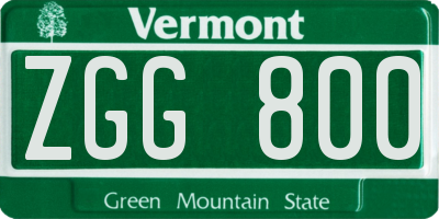 VT license plate ZGG800